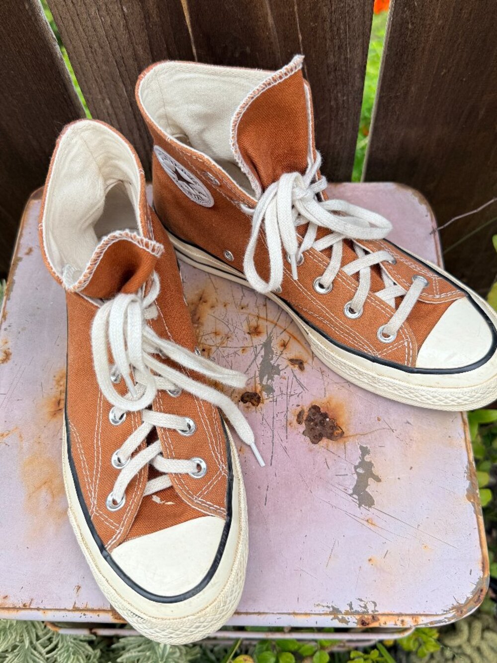 Brown Converse High Top Tennis Shoes Sneakers Chucks Size Womens 7 Mens 5